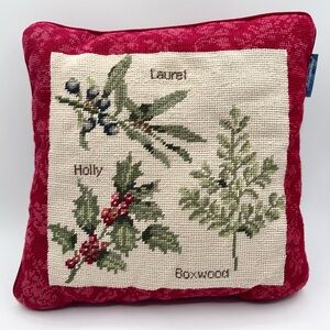 Colonial Williamsburg Needlepoint Pillow Petite Laurel Holly Boxwood 12x12
